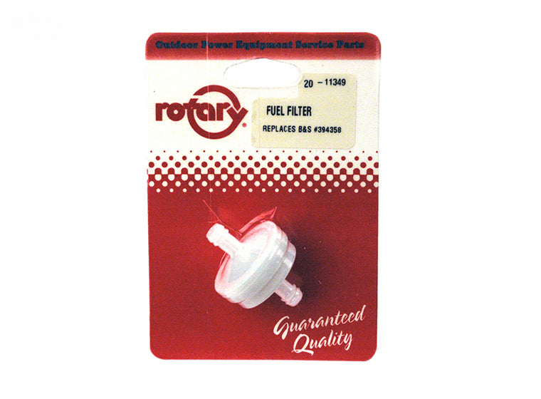 Rotary 11349 56-6360 Fits Toro Fuel Filter 1/4" Round Carded