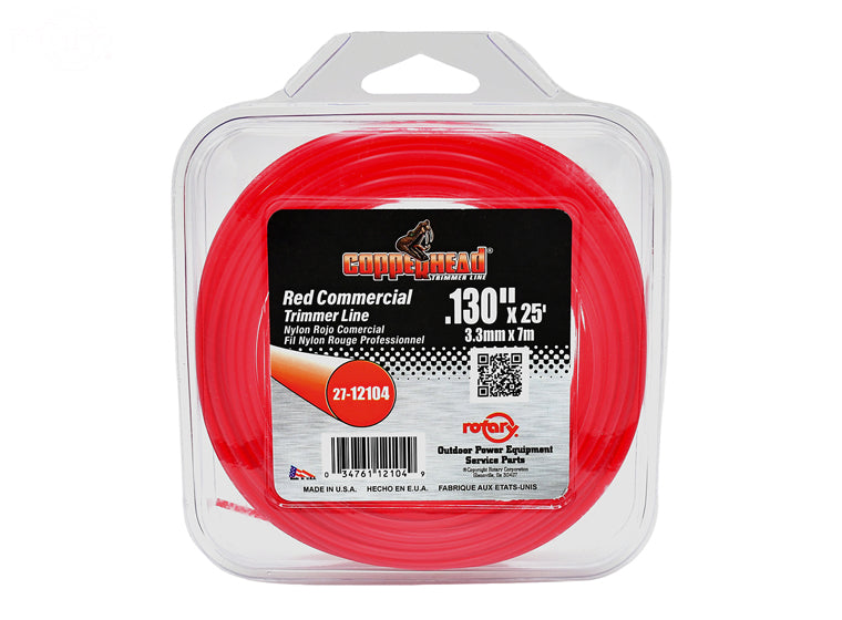 12104 Rotary Trimmer Line .130 25' Loop Red Commercial