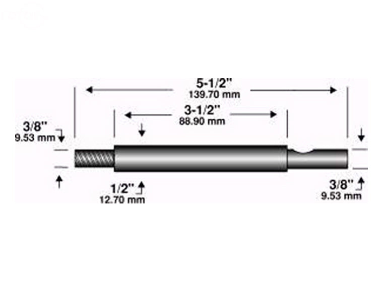 1252 Rotary Edger Shaft 5-1/2" X 3/8" X 3/8"