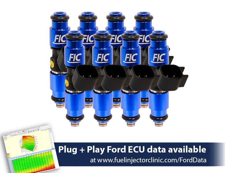 1440cc FIC Fuel Injector Clinic Injector Set for Mustang GT (2005+)/GT350 (2015-2016)/ Boss 302 (2012-2013)/Cobra (1999-2004) (High-Z) (is403-1440h)