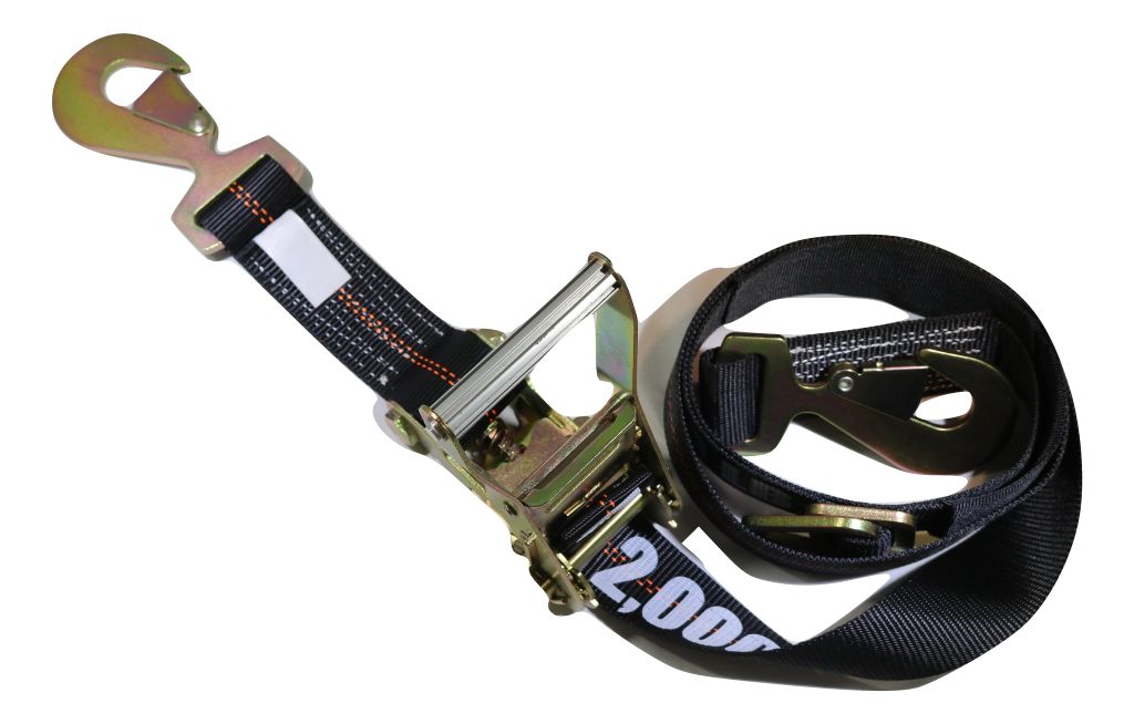 2" x 8 Ft Axle Wrap Auto Tie Down Ratchet Strap w/ Snap Hooks| BLACK