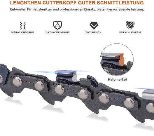 3 x 35 cm Sägekette 3/8"LP 52 Antriebsglieder 1,1 mm Rückschlagsarme Kette kompatibel mit Makita DUC353, Einhell GP-LC 36/35 Li, Bosch AKE 35-19 S/AKE 35 S, Dolmar, Oregon, Husqvarna und mehr