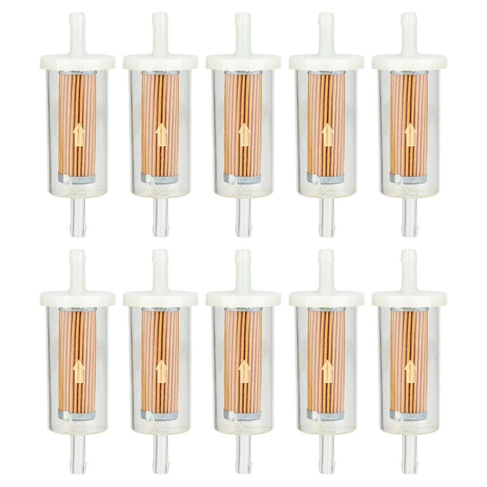 10-Pack 1/4-inch Fuel Filter For BS 695666 845125 691035 John Deere Z225 Z425 Z245 Z435 Z625 Z525E Z375R Z235 Z255 Z335E Z355E Z335M Mower Tractor