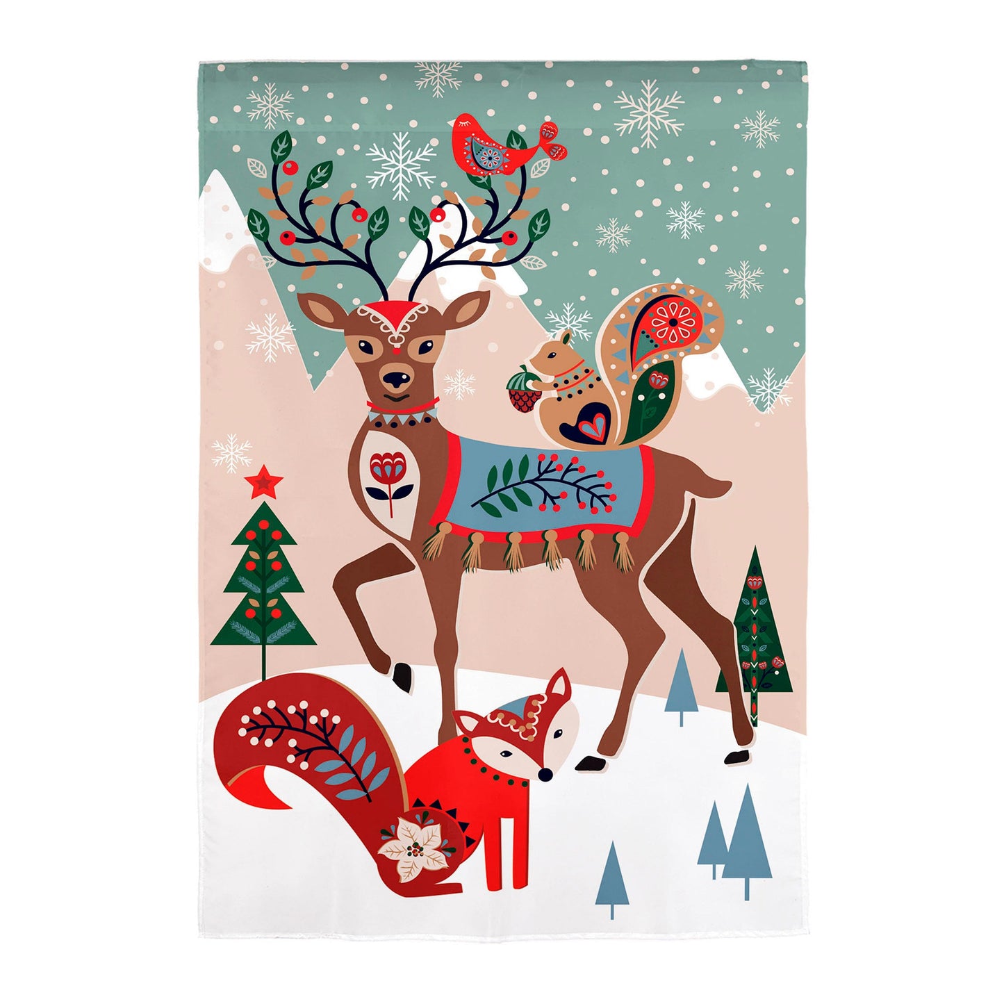 Woodland Creatures Burlap Garden Flag