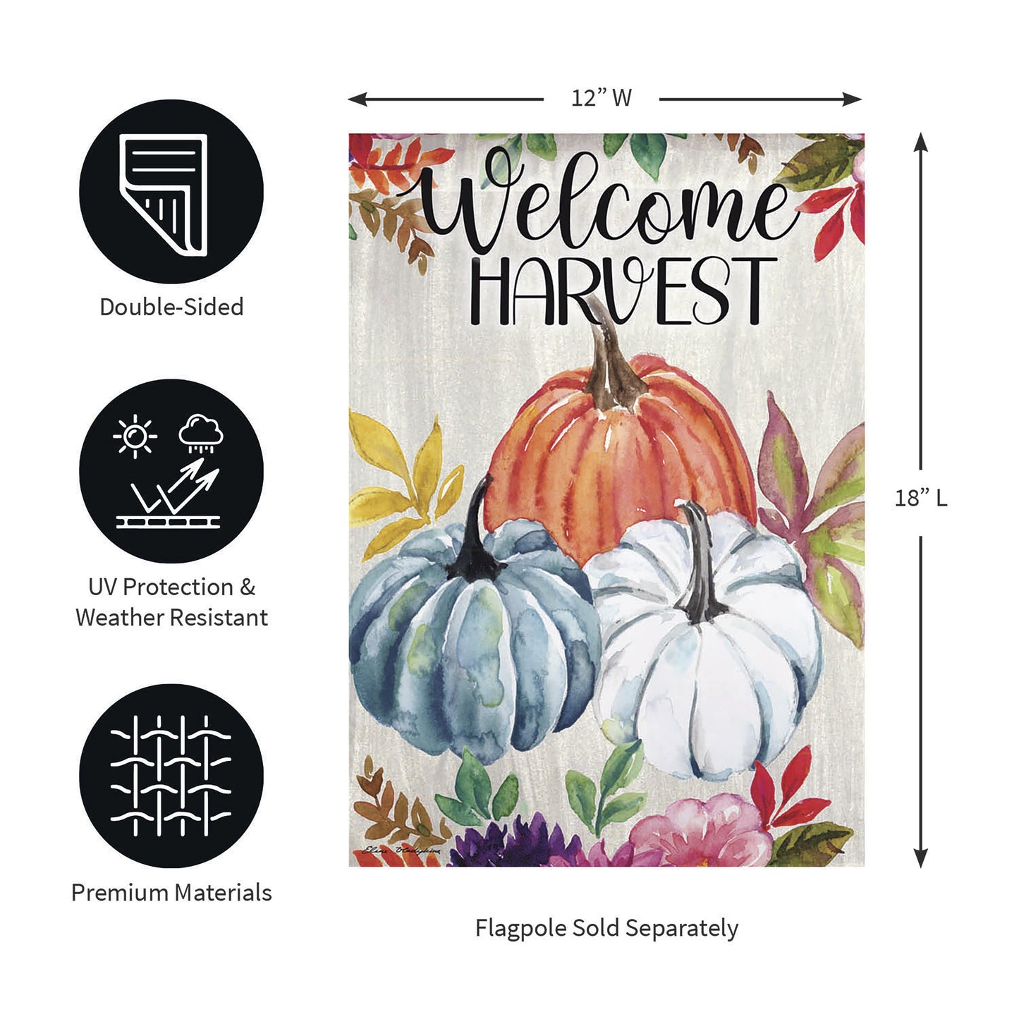 Welcome Harvest Suede Garden Flag