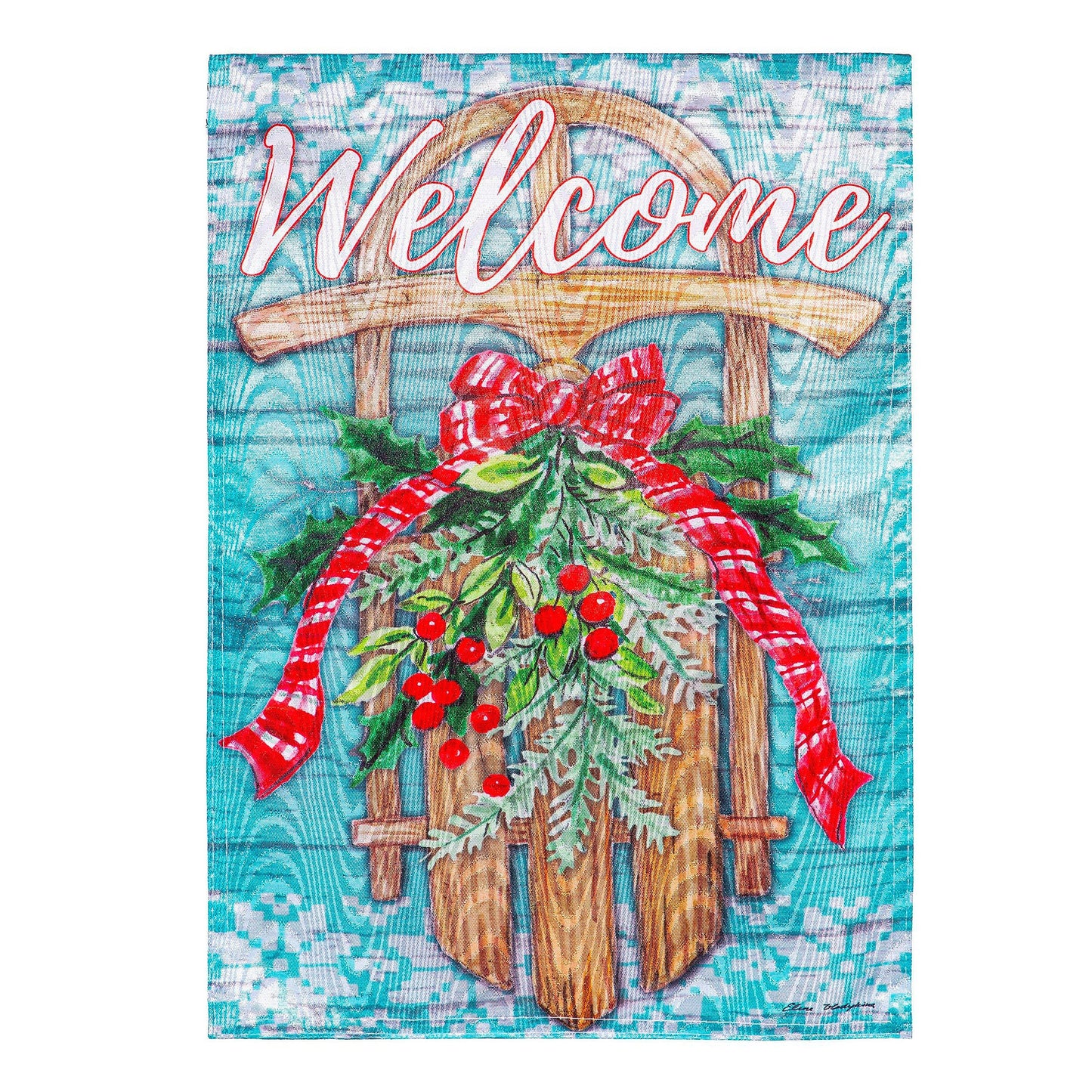 Welcome Sled Moire House Flag
