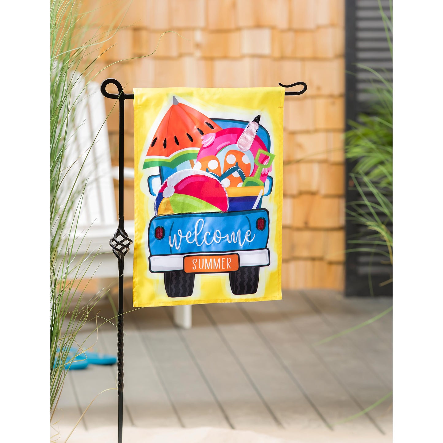 Welcome Summer Truck Applique Garden Flag