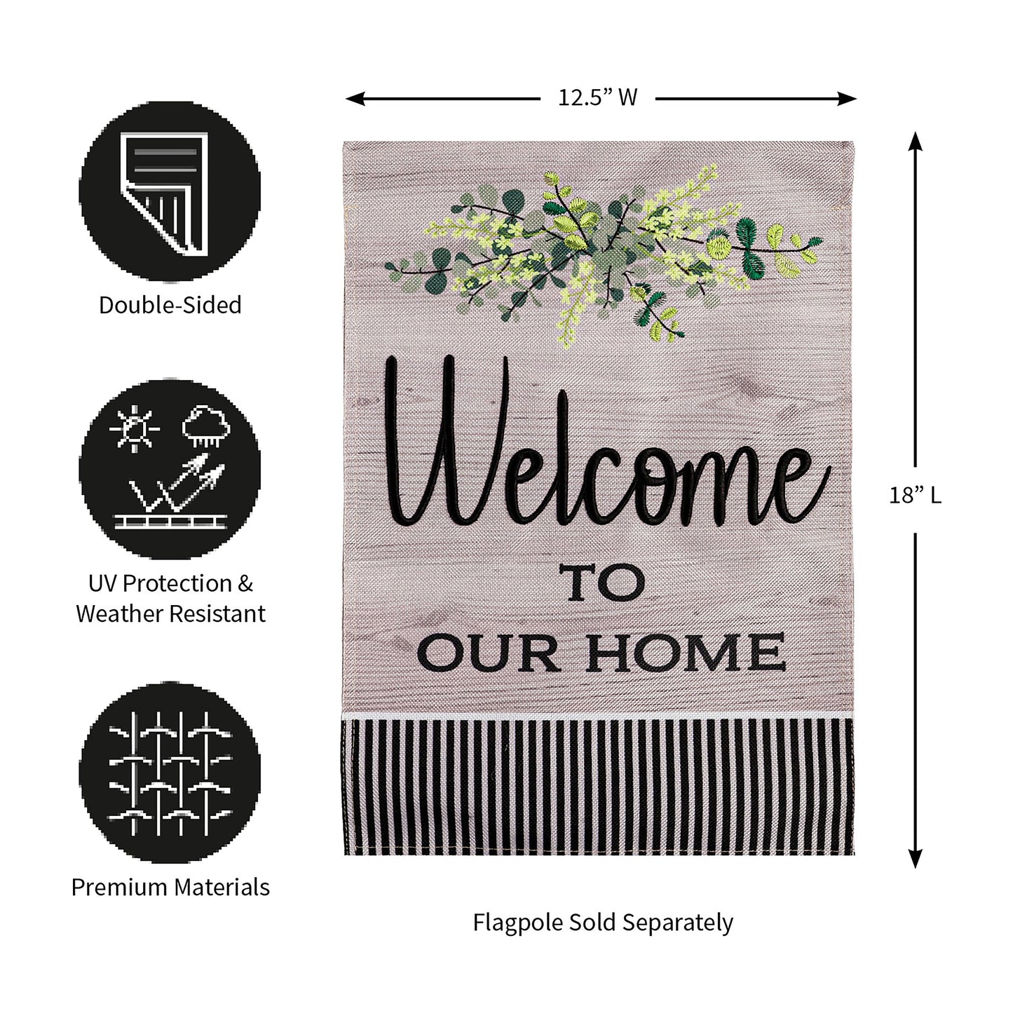 Wood Grain Welcome Garden Burlap Flag