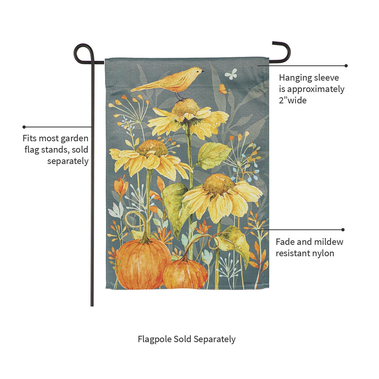 Yellow Finch and Sunflowers Suede Garden Flag