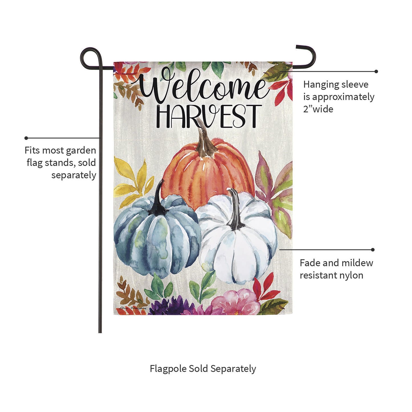 Welcome Harvest Suede Garden Flag