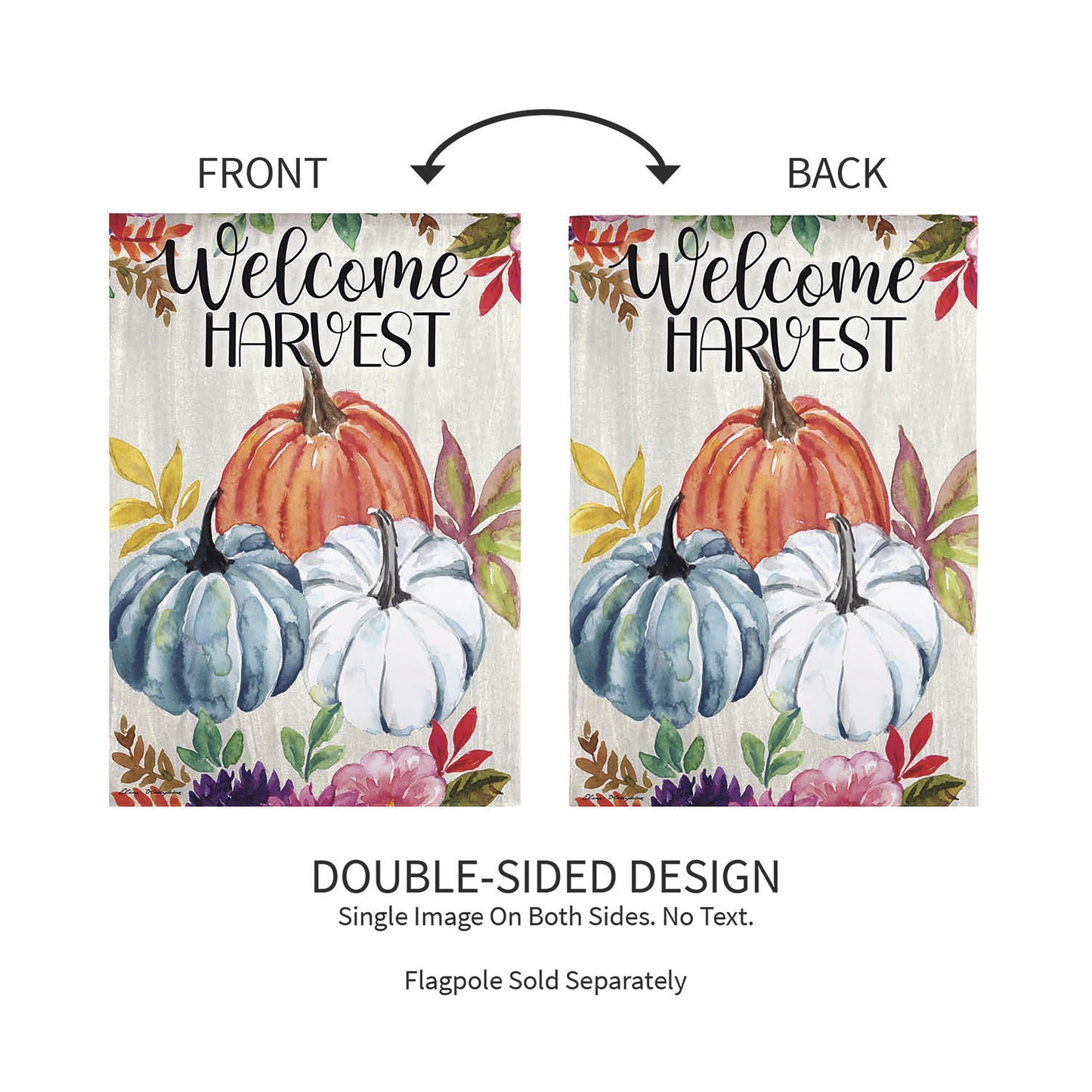 Welcome Harvest Suede Garden Flag