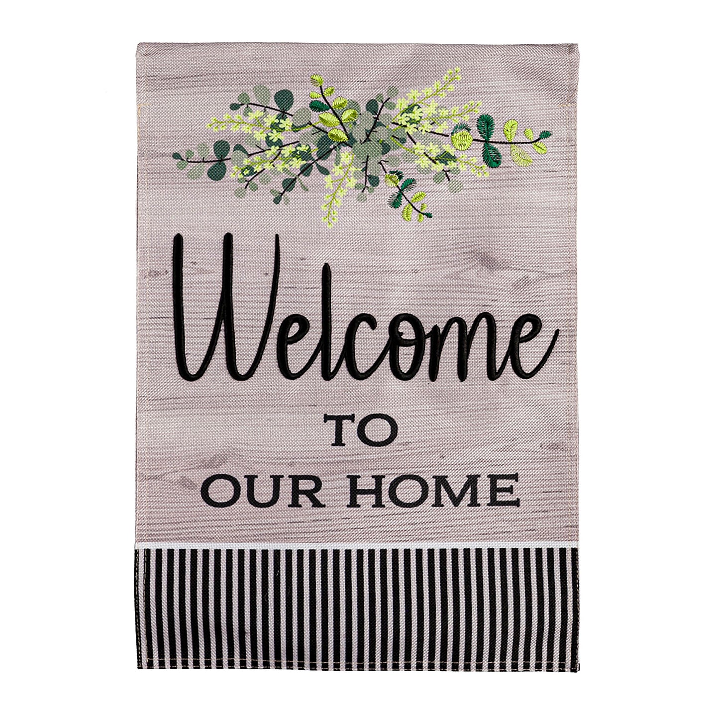 Wood Grain Welcome Garden Burlap Flag