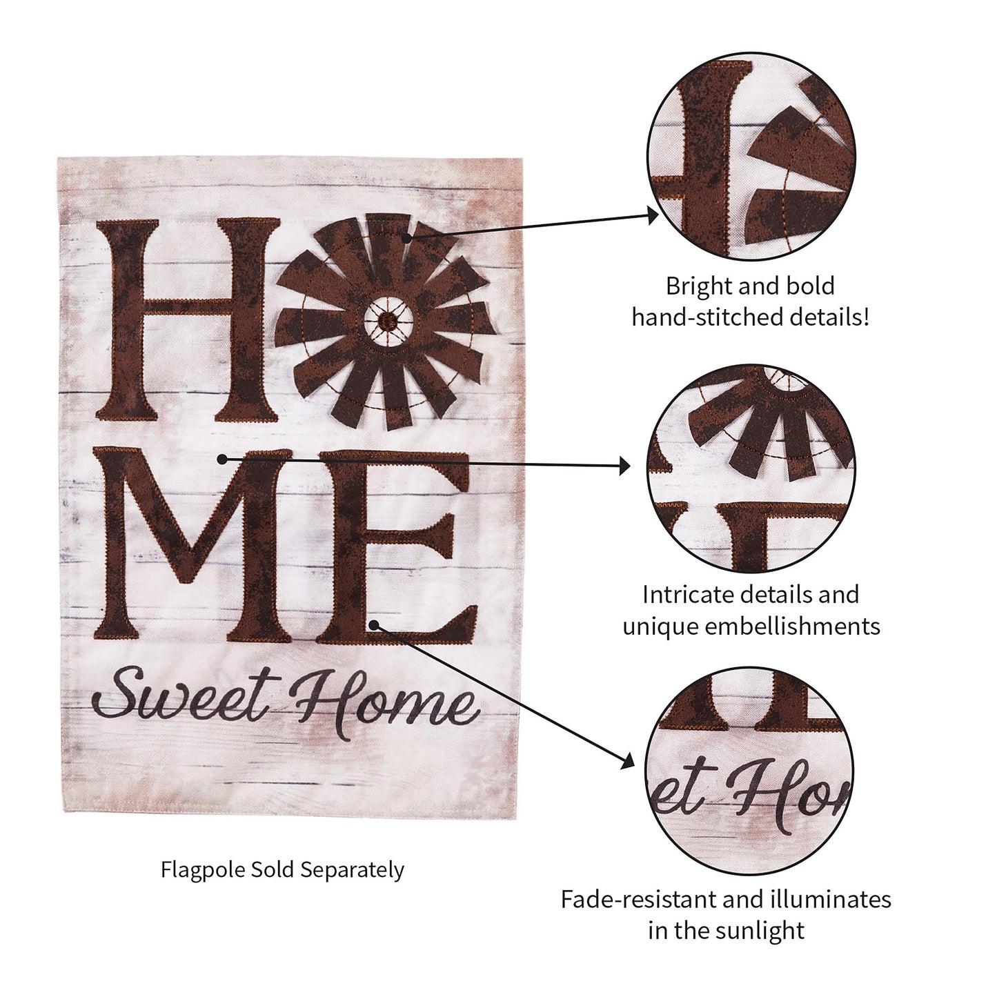 Windmill Home Sweet Home Garden Linen Flag