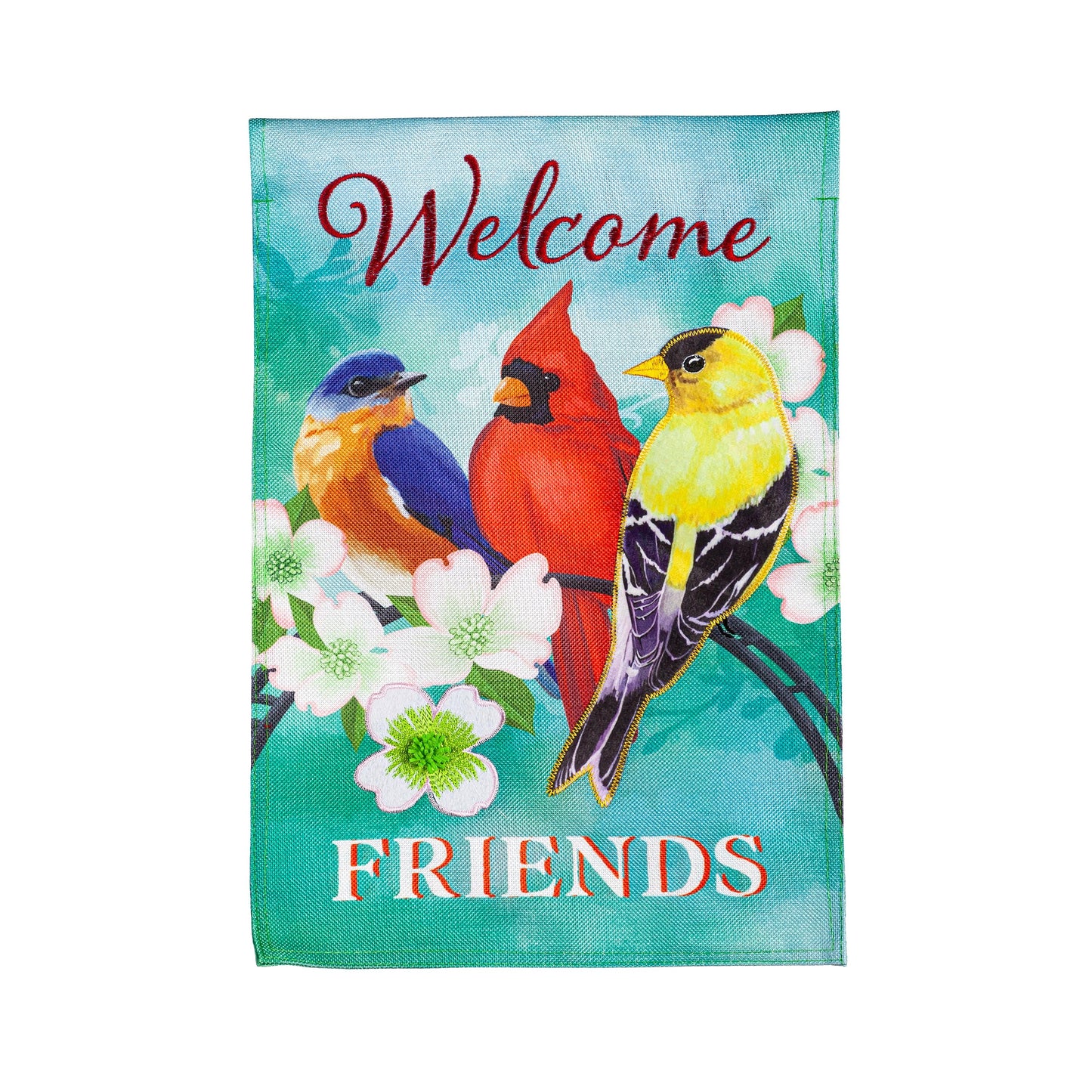 Welcome Friends Burlap Garden Flag