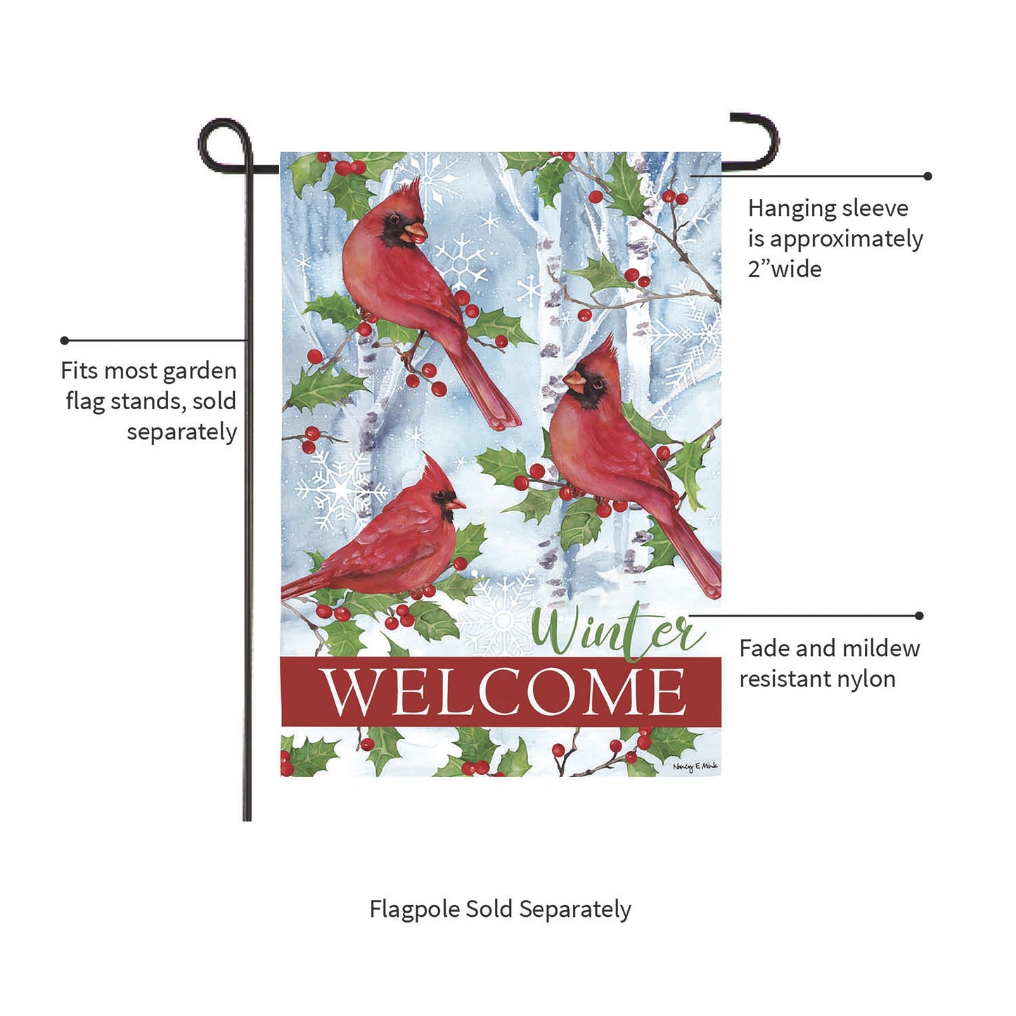 Winter Visit Suede Garden Flag