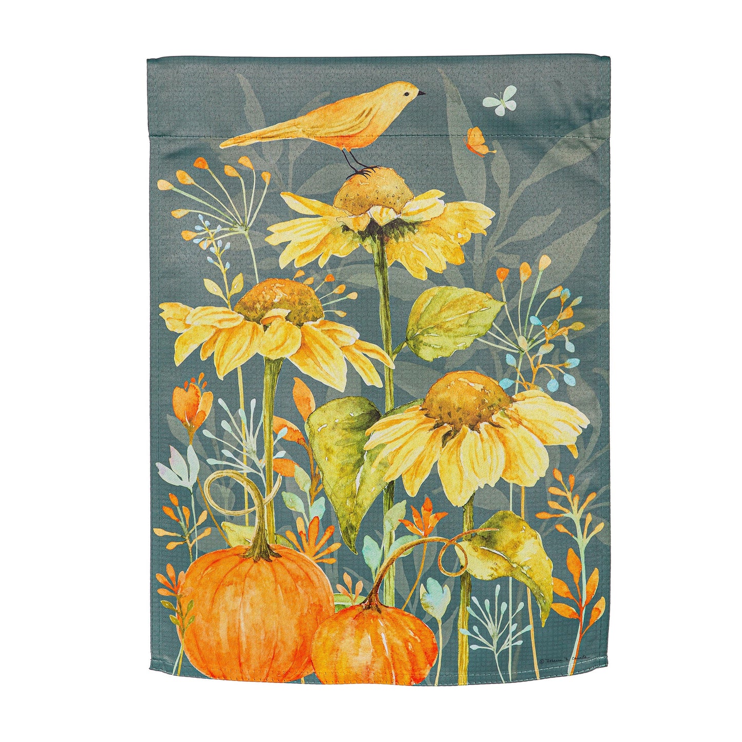 Yellow Finch and Sunflowers Suede Garden Flag
