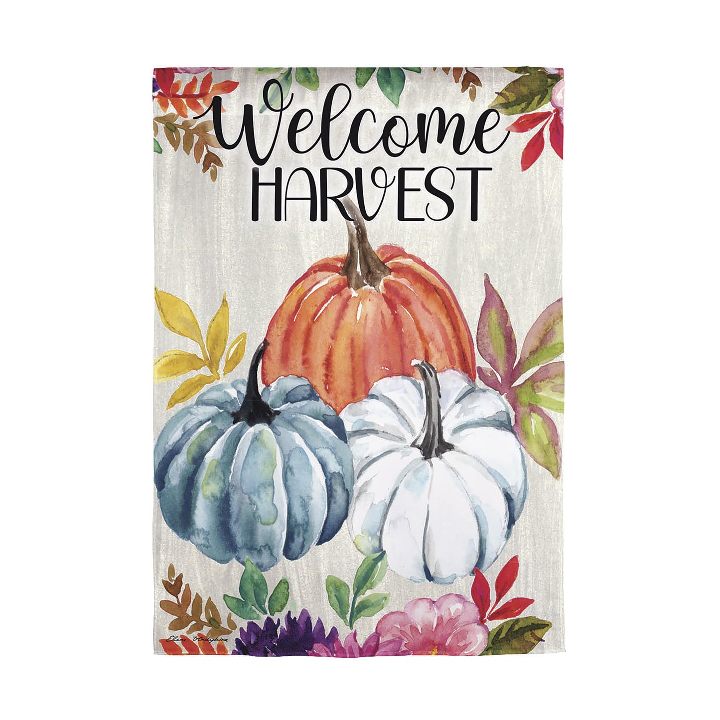 Welcome Harvest Suede Garden Flag