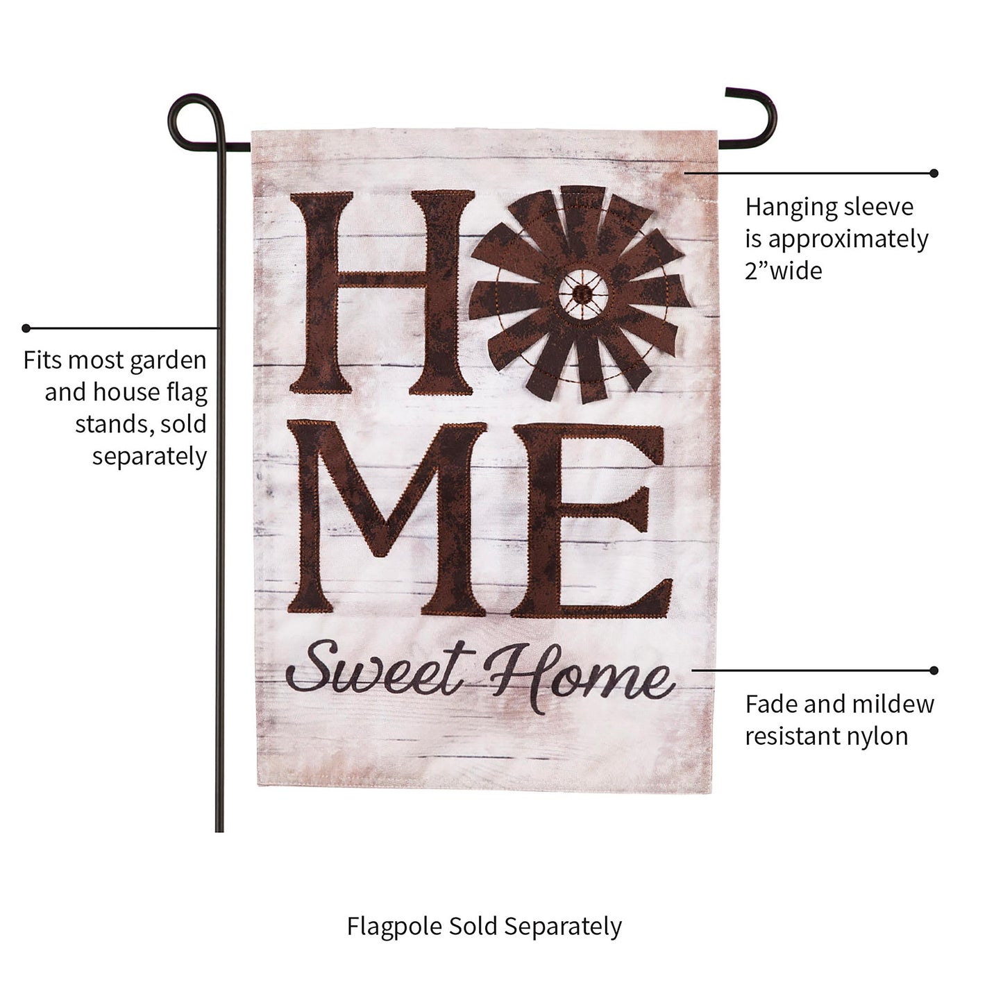 Windmill Home Sweet Home Garden Linen Flag