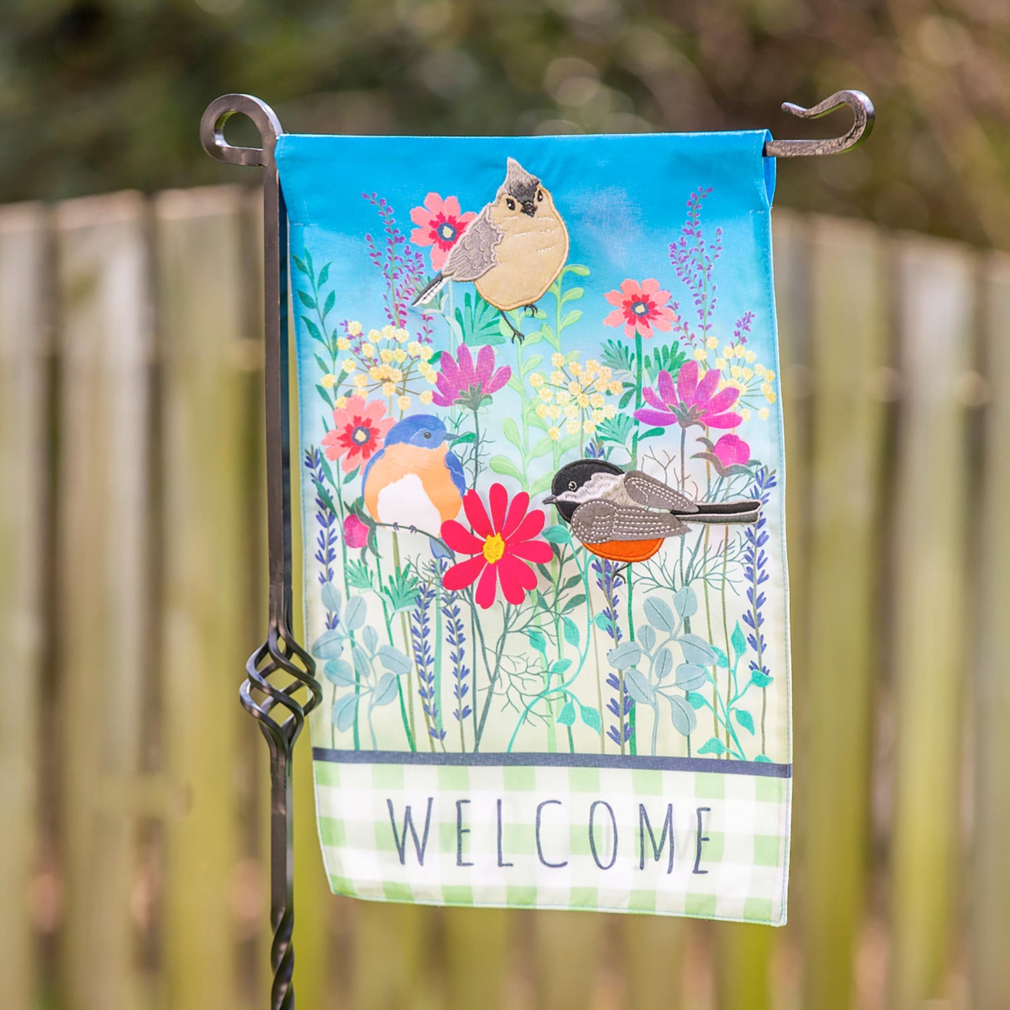 Wild Flowers Welcome Garden Linen Flag