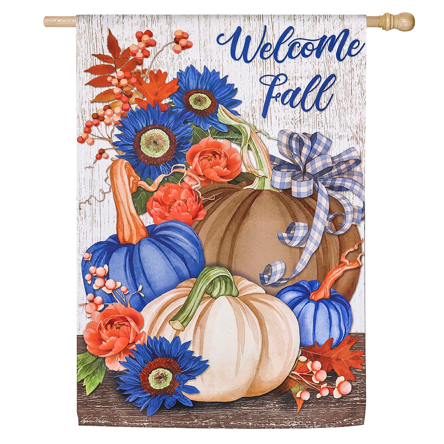 Welcome Fall Neutral House Suede Flag