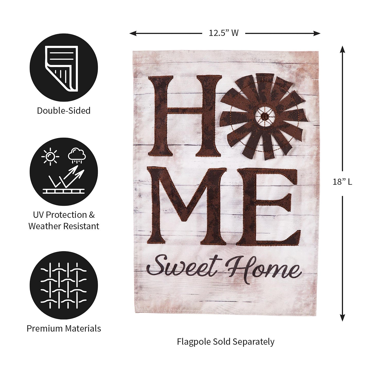 Windmill Home Sweet Home Garden Linen Flag