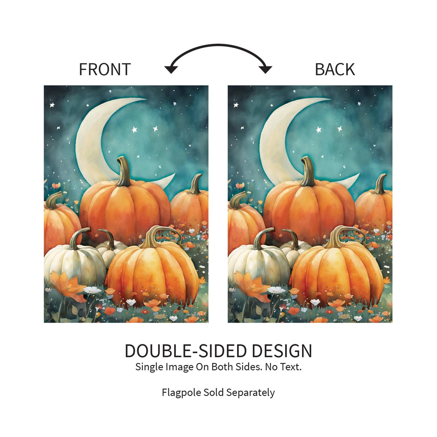 Watercolor Pumpkin Patch Suede Garden Flag