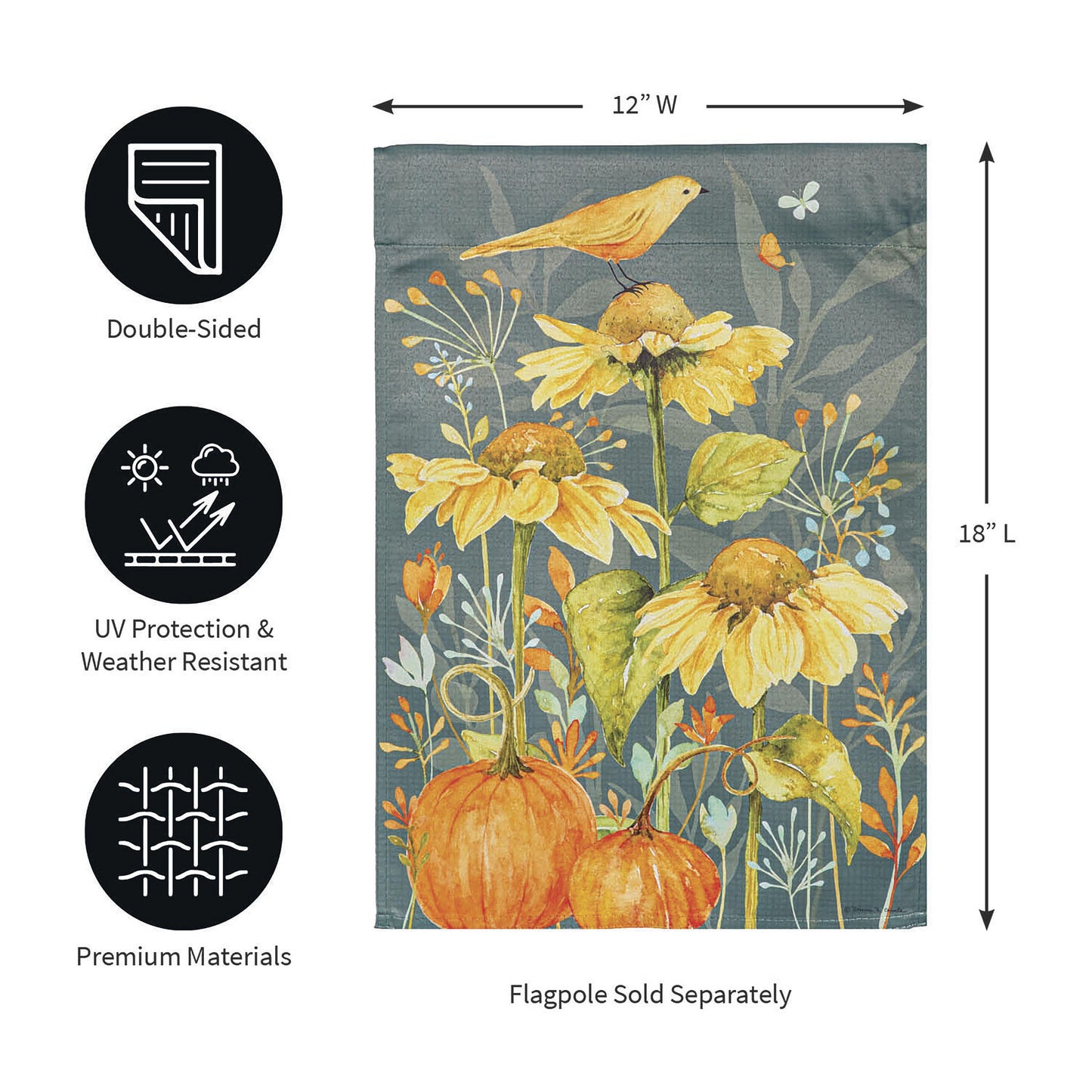 Yellow Finch and Sunflowers Suede Garden Flag