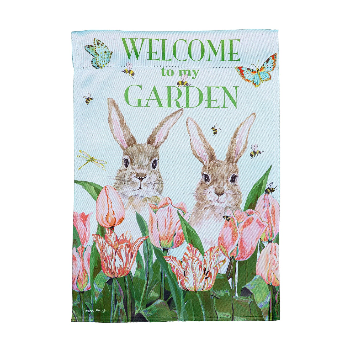 Welcome To My Garden Suede Garden Flag