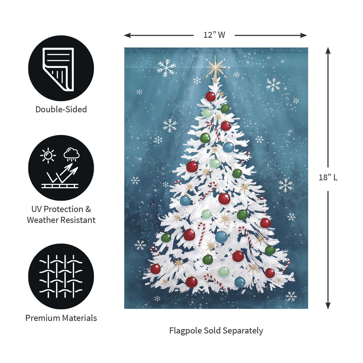 White Christmas Tree Burlap Garden Flag