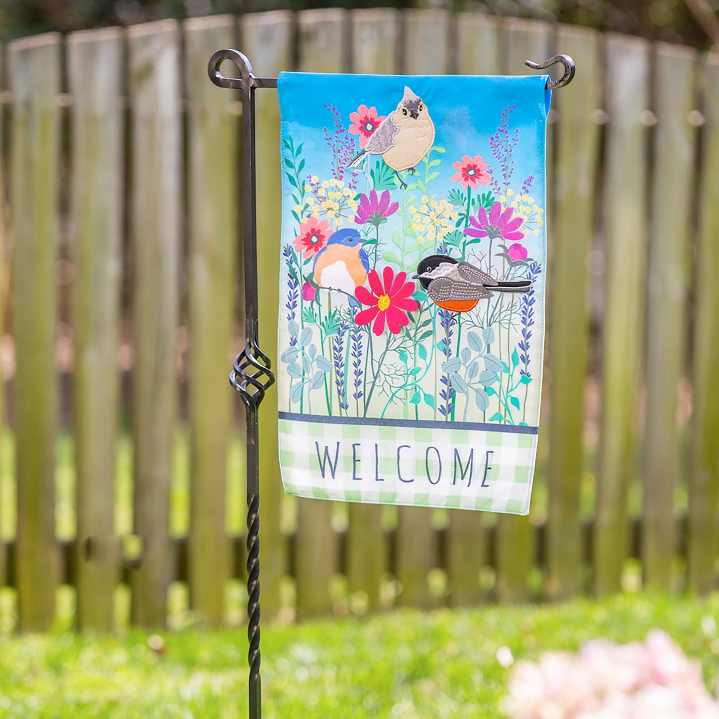 Wild Flowers Welcome Garden Linen Flag