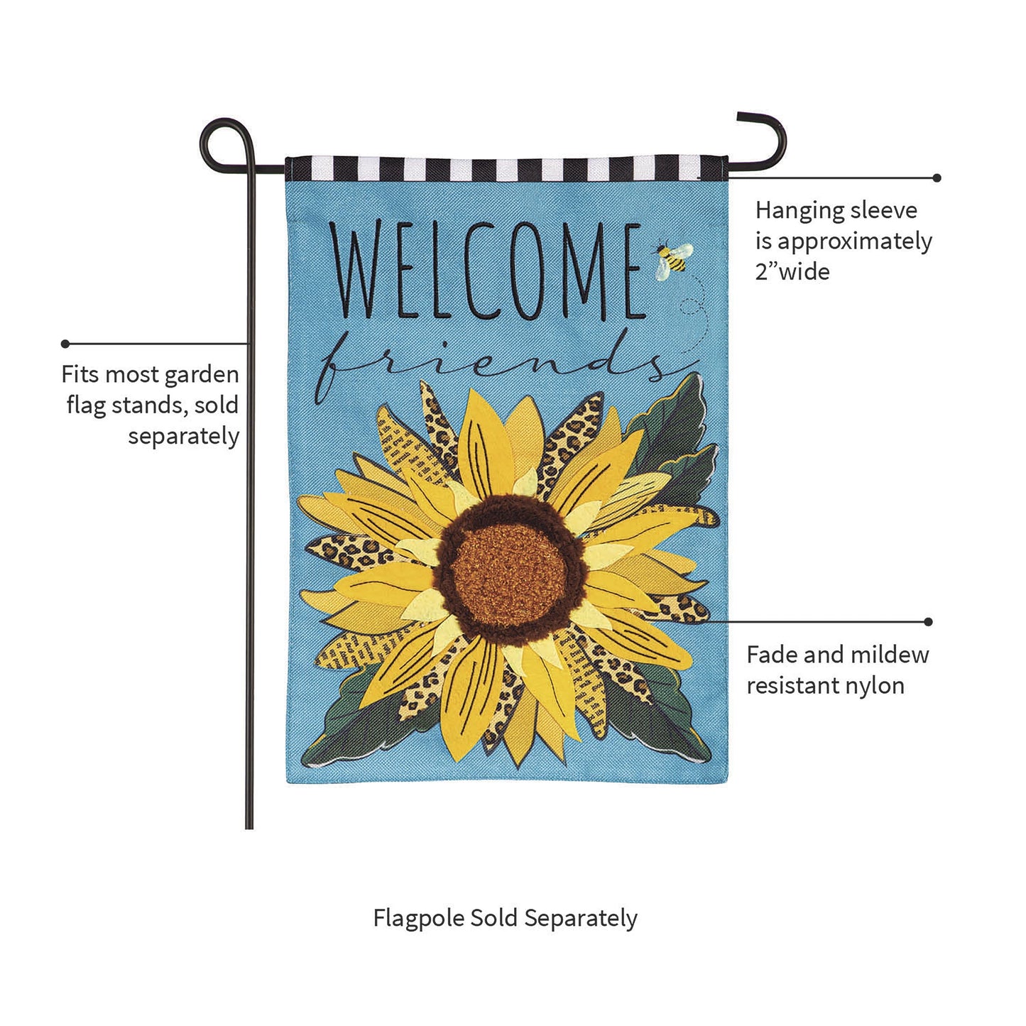 Welcome Friends Leopard Sunflower Burlap Garden Flag
