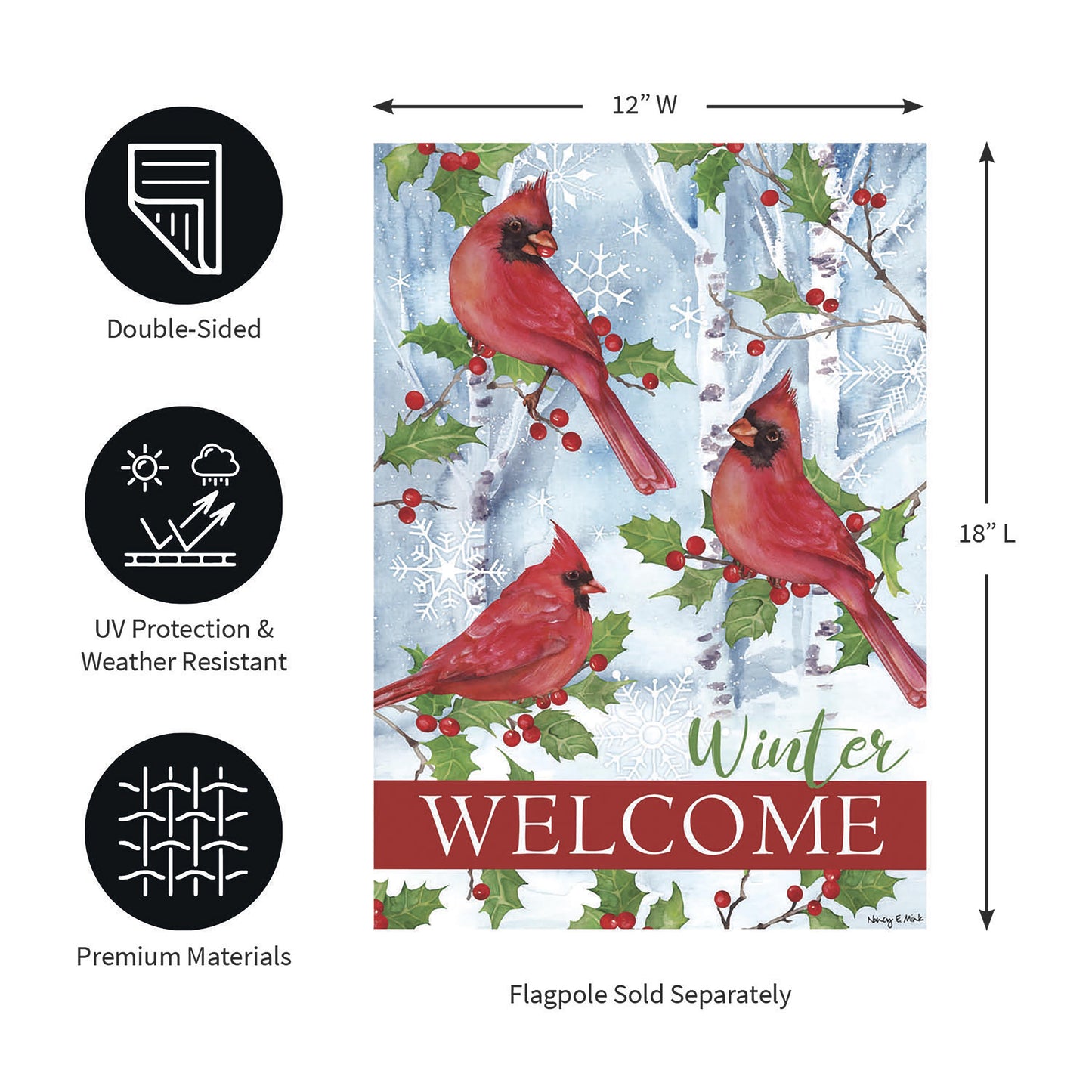 Winter Visit Suede Garden Flag