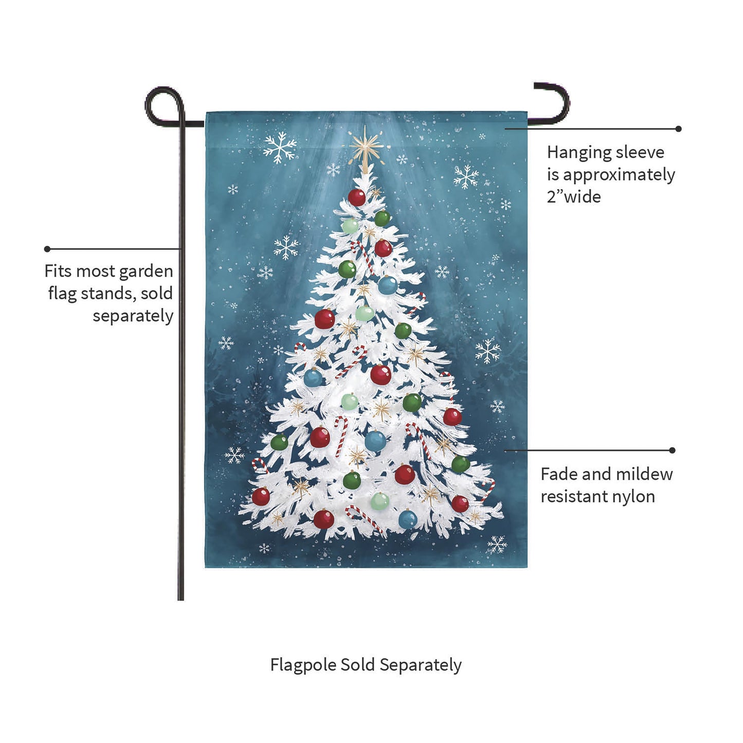 White Christmas Tree Burlap Garden Flag