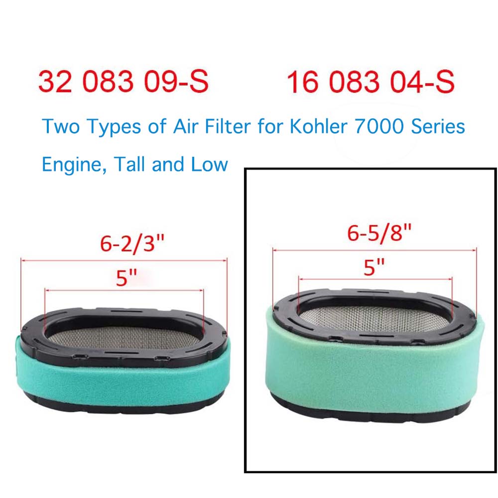 Hipa 2 Pack Air Filter for Kohler 7000 series KT610 KT620 KT715 KT725 KT730 KT735 KT740 KT745 19HP-26HP Engine Replace 32 083 09-S 32 083 09