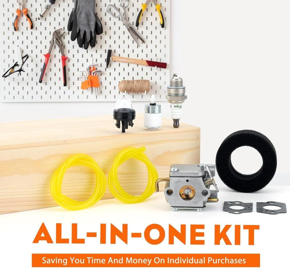 Carburetor Kit For Bolens MTD BL100 BL410 BL150 BL250 17-inch cut 31cc Gas String Trimmer Weed Wacker Replace Ryobi 791-182875