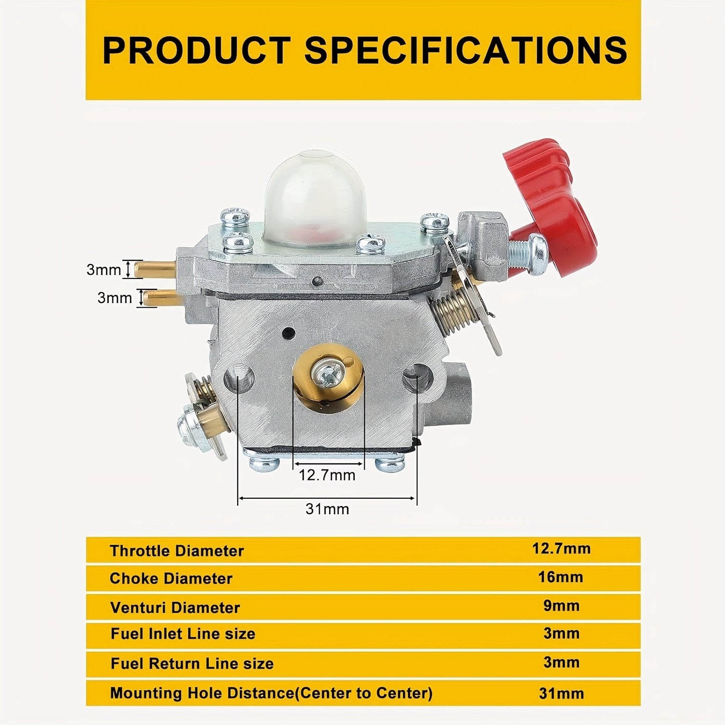 1pc C1U-P27 Carburetor Replacement Kit, For MTD MS2550 MS2560 Trimmer RM430 Blower Troy-Bilt TB2044XP TB25HT Trimmer, Includes Gaskets & Fuel Line, Easy Install, Precise Engine Dynamics