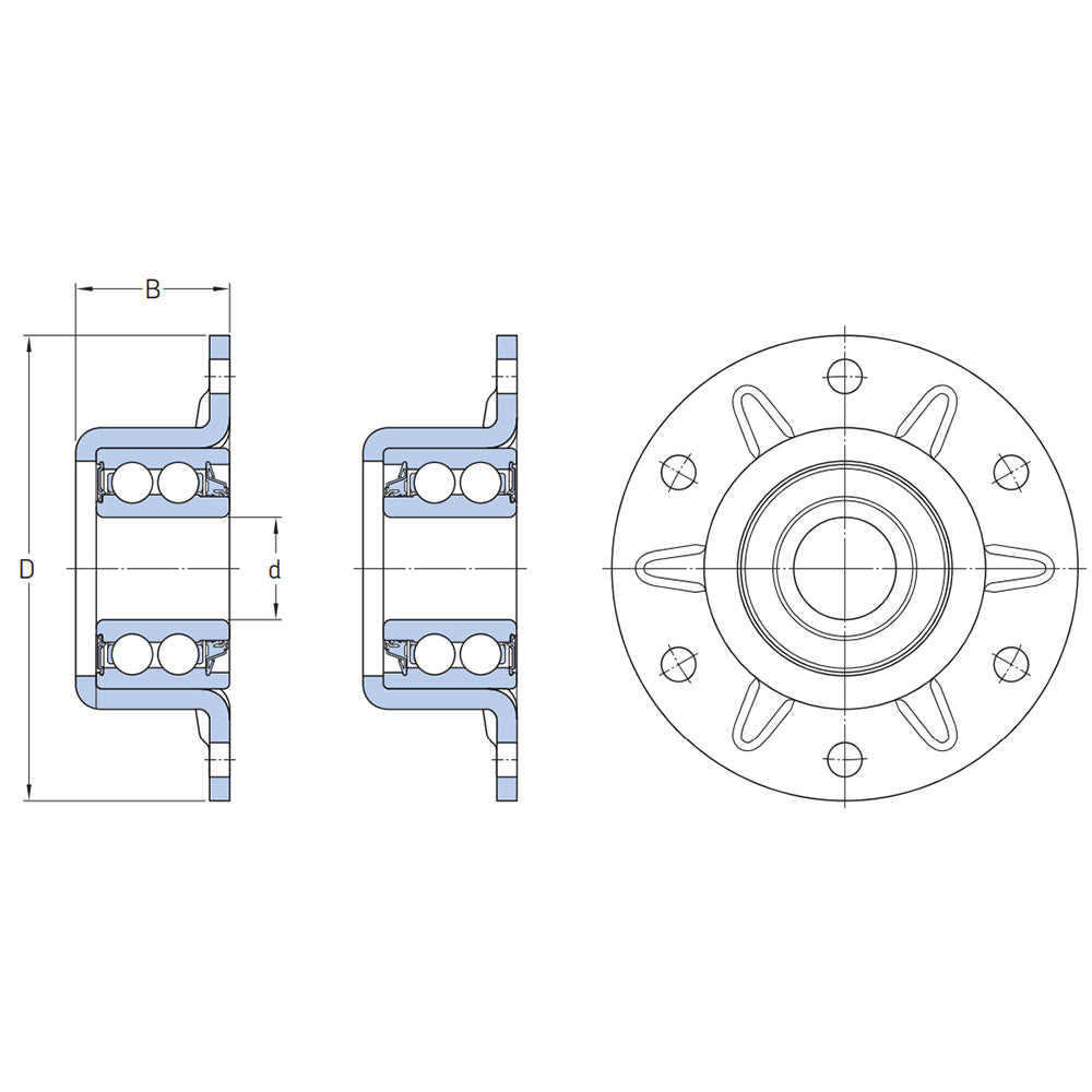 ADH-7545 - Agricultural Bearing Hub Mounting Kit - Inner Diameter: 20 mm - Width: 30.1 mm - Pressed Steel Housing, 5-Lip on Flange Side - Seeding Discs