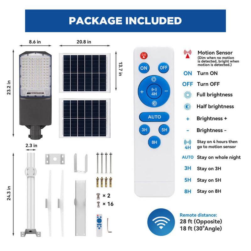 1200W solar street light with pole -30,000lumens
