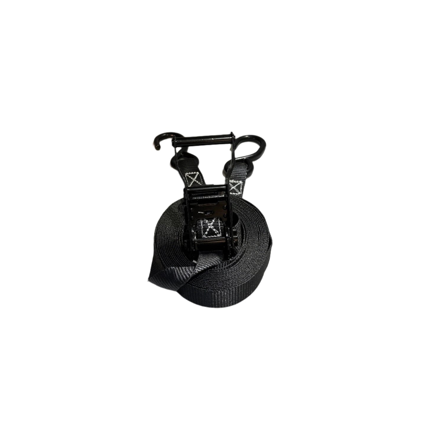 1" Black Ratchet Strap w/Vinyl S Hook LENGTH OPTIONS | FOUR PACK