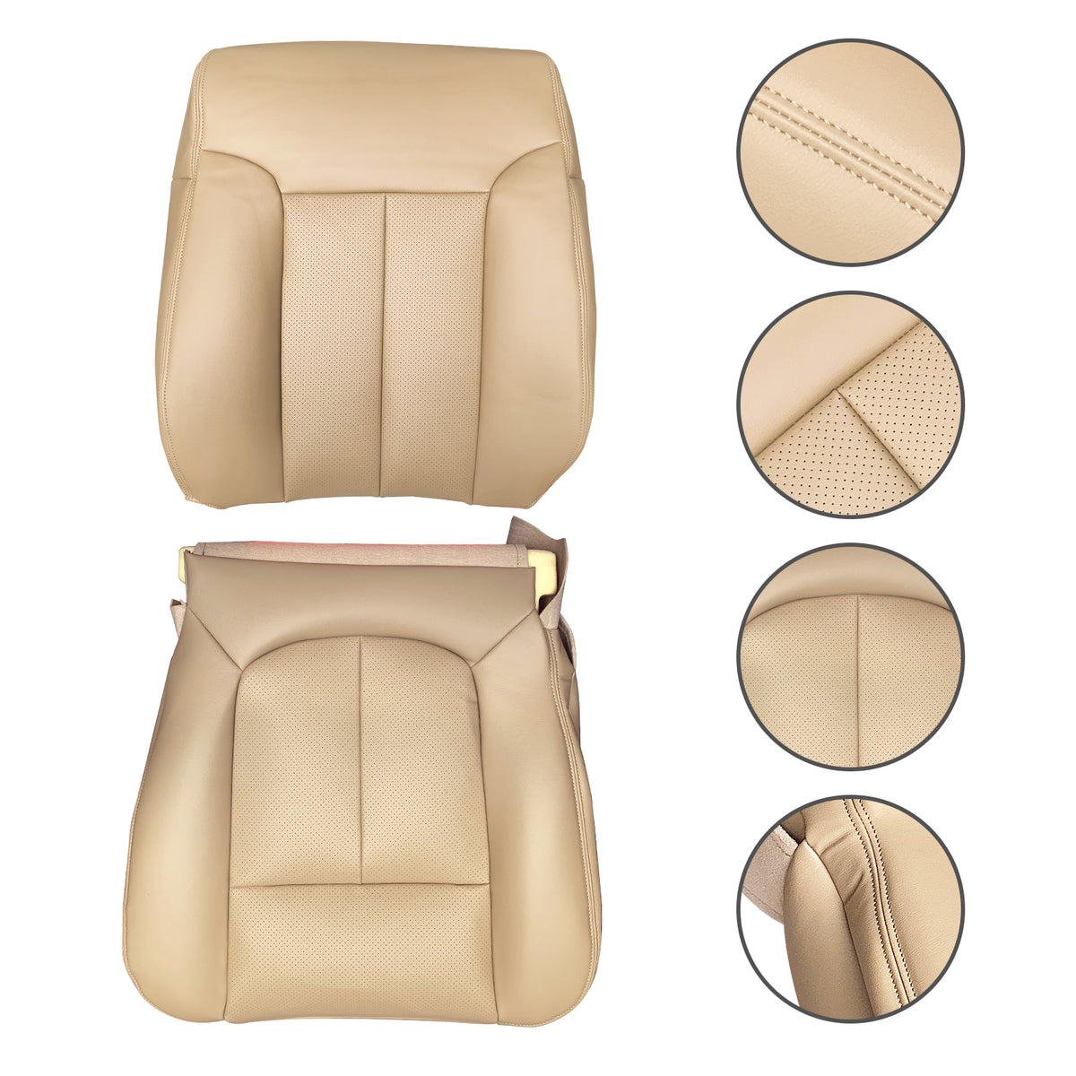 DriverPassenger Side Leather compatible For Seat CoverFor compatible For Ford F-150 Lariat 2009-2014 Tan