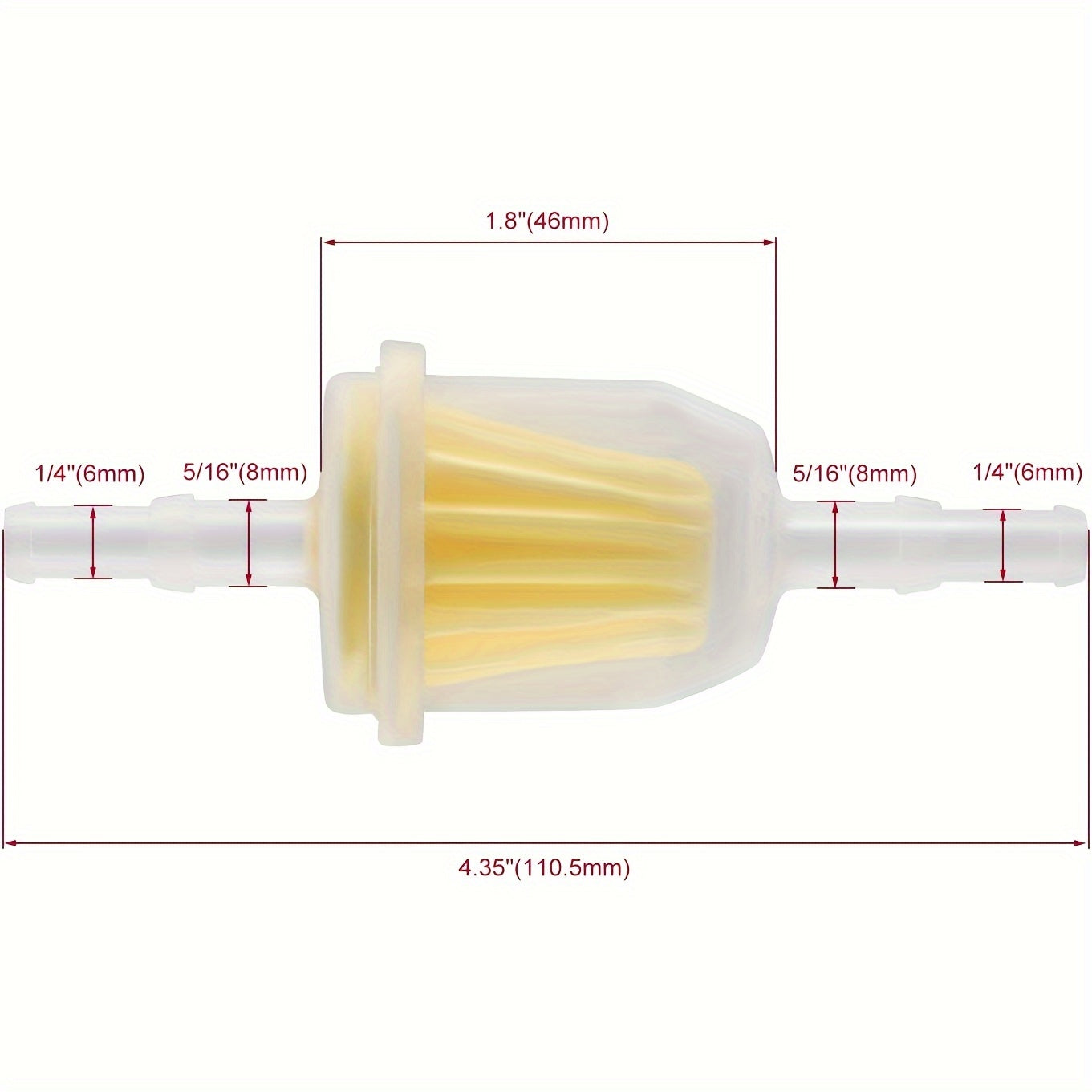 10pcs 6MM x 8MM 1/4" 5/16" 25 050 22-S Inline Fuel Gas Filter For Lawn Mower Small Engine