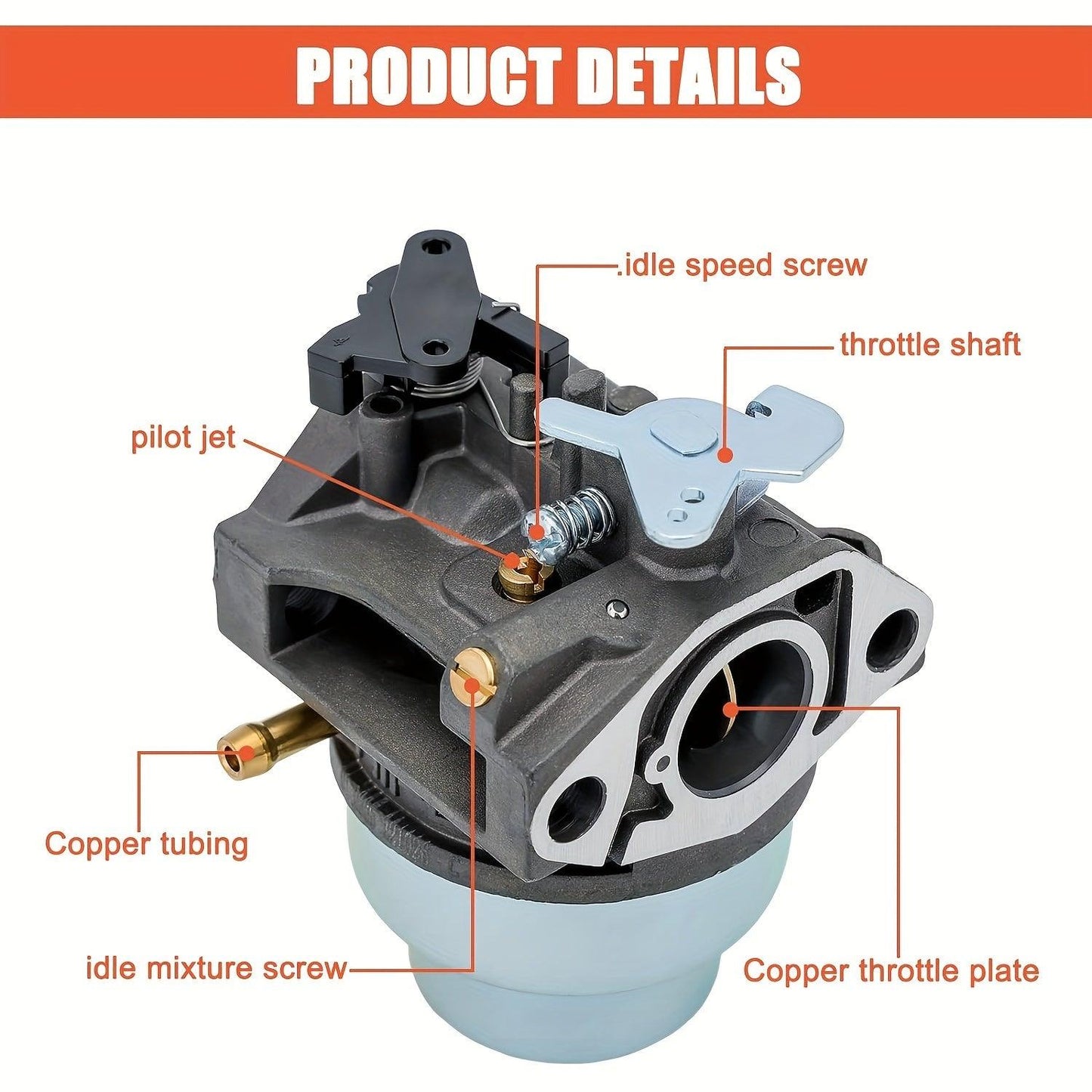1pc 16100-Z0L-023 Carburetor Kit For GCV160/160A Engines, Fits HRB216 HRR216 Toro 20194 Lawn Mowers, 24mm Intake With Copper Tubing & Anodized Coating, Durable Throttle Plate, Engine Upgrade & Replacement Part