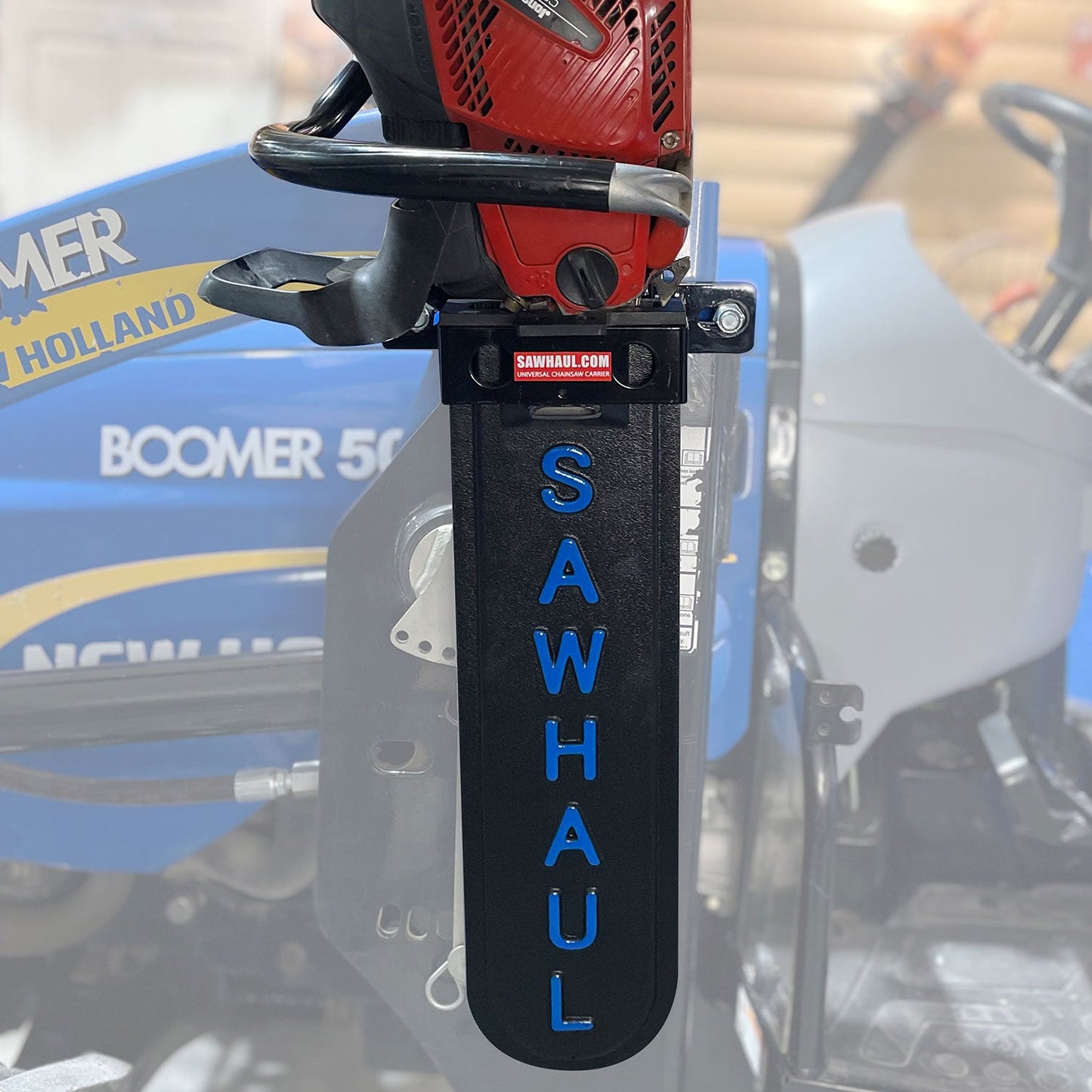 SawHaul Universal Chainsaw Carrier FIXED MOUNT for TRACTOR LOADER ARMS