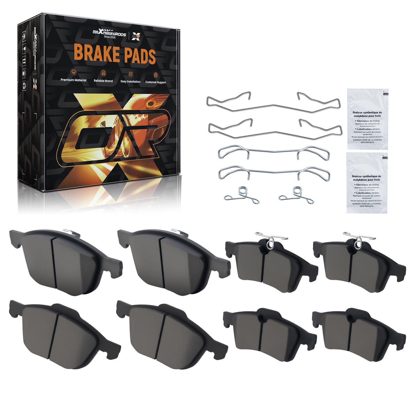 Front Rear Ceramic Brake Pads Set compatible For Ford Escape/Focus/Transit Connect 2012-18