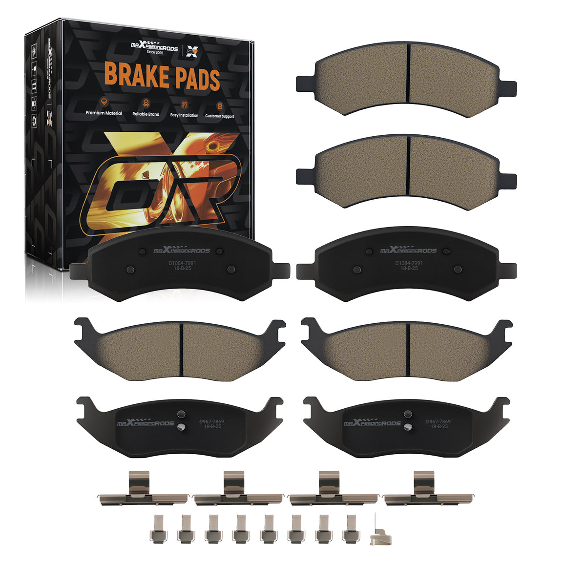 FrontRear Ceramic Brake Pads compatible For Dodge Ram 1500 2006-2010/Compatible For Ram 1500 2011-2018