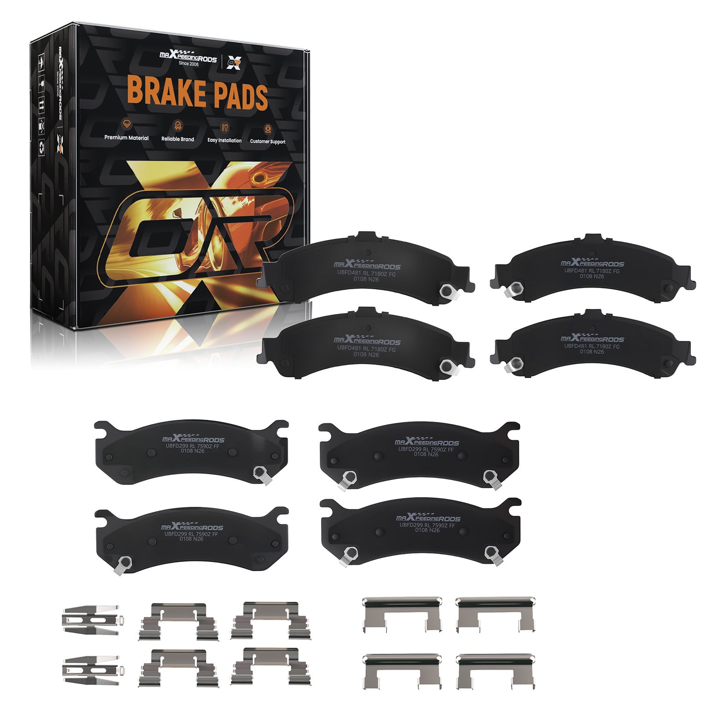 Front Rear Ceramic Brake Pads Set compatible For Cadillac Escalade 2002-06 4WD compatible For Escalade EXT