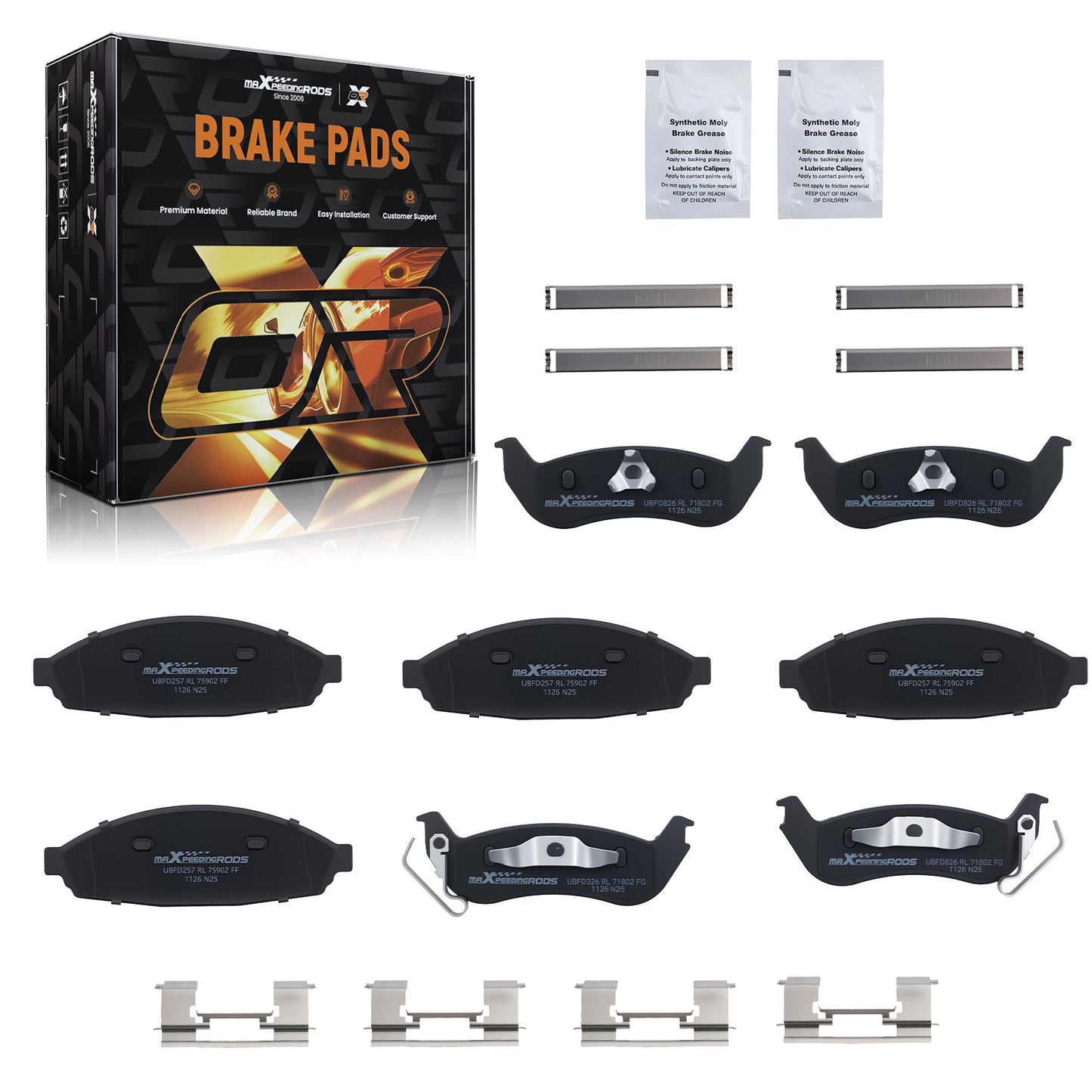 Front Rear Ceramic Brake Pads Set compatible For Ford Crown Victoria/Compatible For Lincoln Town Car 03-11