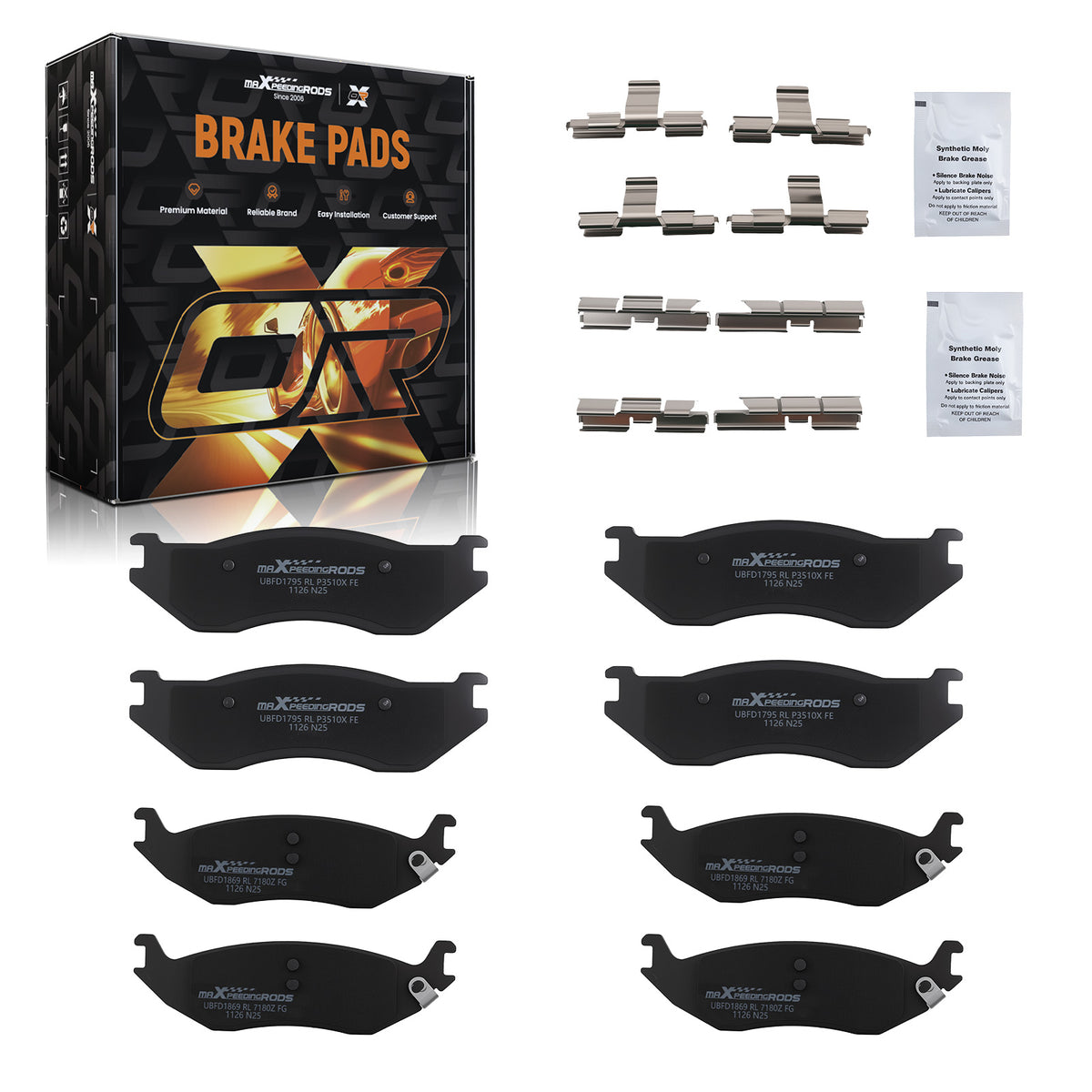Front Rear Brake Pads Set compatible For Dodge Durango 2003-2006/Compatible For Ram 1500 2002-2005 D966