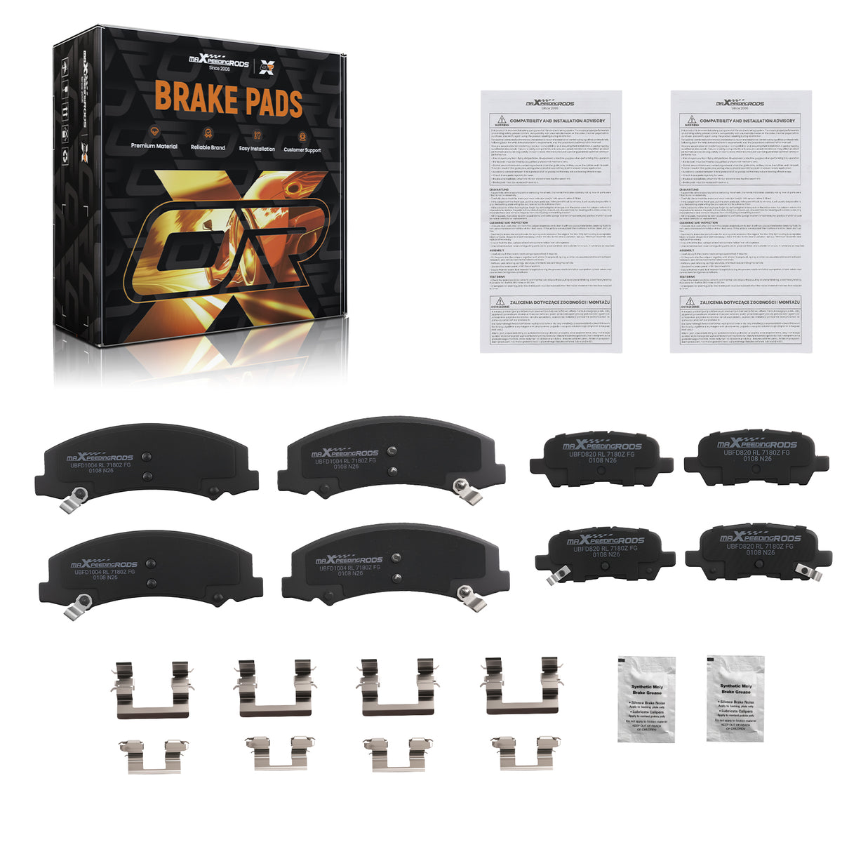 Front Rear Ceramic Brake Pads Set compatible For Chevrolet Impala/Impala Limited 2010-2016
