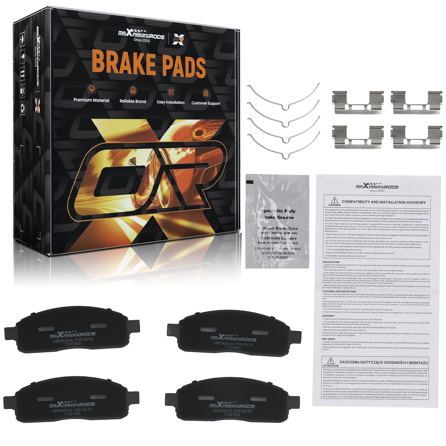 Front Brake Pads Set compatible For Ford F-150 2004-2009/F-150 Heritage 2004 D1083 P-1083